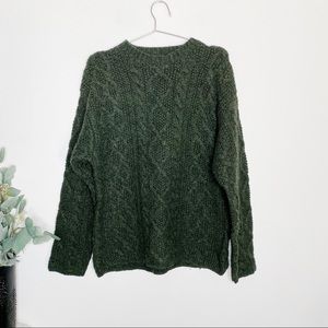J Crew Green Hand Knit Wool Sweater